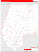 Pearl River County, MS Digital Map Red Line Style